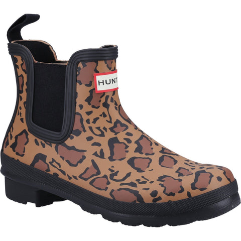 Hunter Original Chelsea Womens Leopard Print Ankle Boot