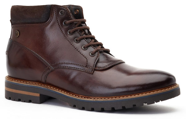 Base London Hawkins Washed Mens Leather Lace Up Boot