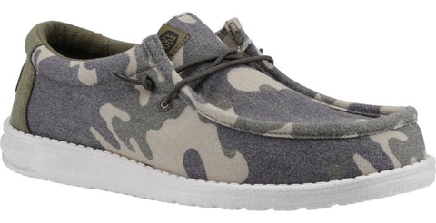 Hey Dude Wally Washed Camo Mens Lace Up Casual Shoe