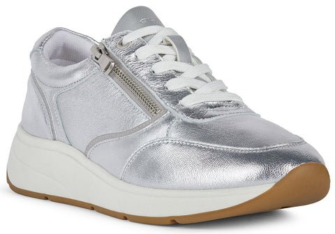 Geox D Cristael E Womens Leather Lace Up Trainer