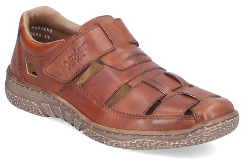 Rieker 03578-24 Mens Leather Touch-Fastening Sandal