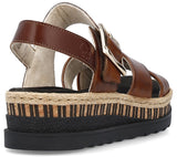 Rieker V7951-24 Womens Leather Wedge Heeled Sandal