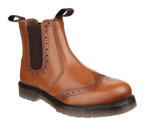 Amblers Dalby Womens Brogue Detail Pull On Chelsea Boot Tan