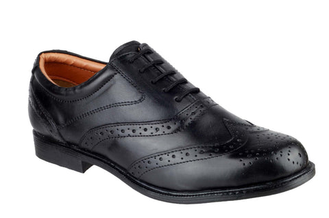 Amblers Liverpool Mens Brogue Detail Oxford Style Lace Up Shoe Black