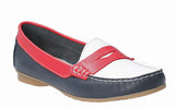 Cefalu Flora Leather Womens Tri-Colour Slip On Casual Moccasin Shoe