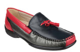 Cotswold Biddlestone Womens Extra Wide Fit Slip On Moccasin Red/Pew/Nvy