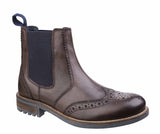 Cotswold Cirencester Mens Brogue Detail Pull On Chelsea Boot Brown