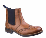 Cotswold Cirencester Mens Brogue Detail Pull On Chelsea Boot Tan
