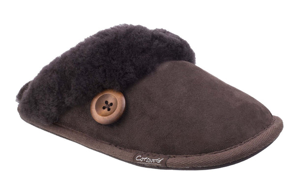 Cotswold Lechlade Womens Mule Slipper Brown