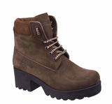 Darkwood Pine 7040 Womens Platform Sole Rugged Style Laced Ankle Boot Chocolate