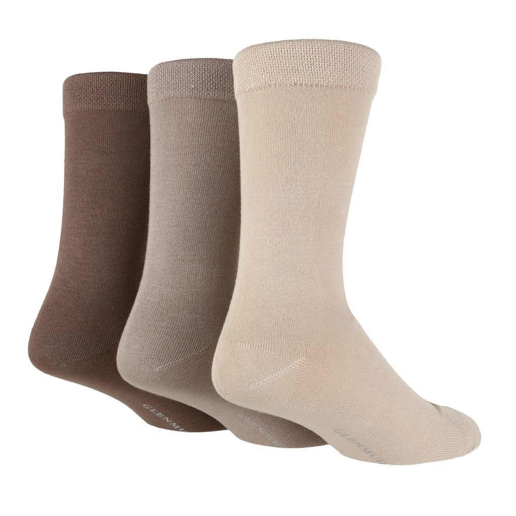 3 Pair Glenmuir Gentle Grip Comfort Cuff Mens Bamboo Socks Robin Elt