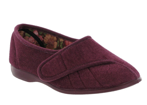GBS Audrey Womens Touch Fastening Full Slipper Heather