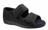 GBS Brompton Mens Extra Wide Fit Open Toe Touch Fastening Slipper Black