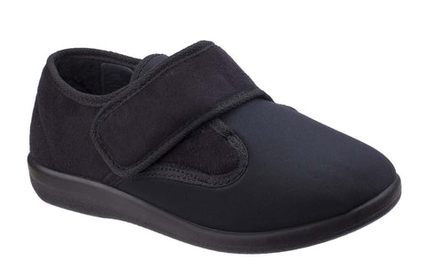 GBS Frenchay Mens Wide Fit Touch Fastening Slipper Black