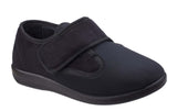 GBS Frenchay Womens Wide Fit Touch Fastening Slipper Black