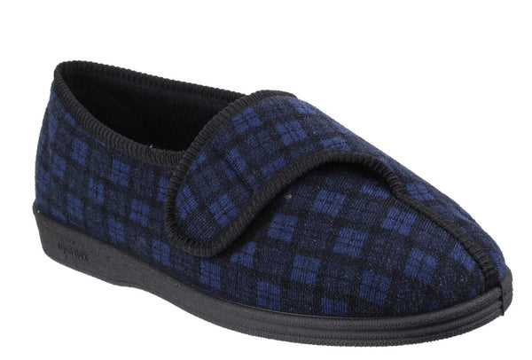 Comfylux George Mens Touch Fastening Full Slipper Navy