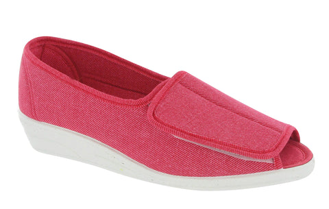 Mirak Quimper Womens Open Toe Touch Fastening Canvas Shoe Red