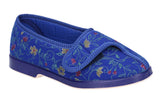 GBS Wilma Womens Wide Fit Touch Fastening Full Slipper Navy