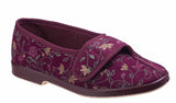 GBS Wilma Womens Wide Fit Touch Fastening Full Slipper Wine
