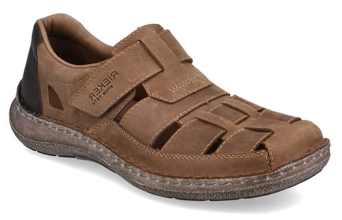 Rieker 03078-25 Mens Leather Extra-Wide Fit Touch Fastening Sandal
