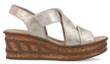 Rieker 68160-62 Womens Leather Wedge Heeled Sandal