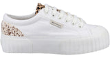 Superga 2631 Calfhair Details Womens Lace Up Animal Print Trainer