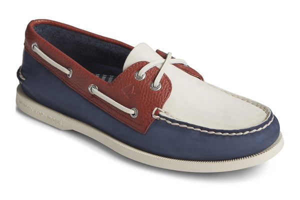 Sperry A/O 2-Eye Tumbled/Nubuck Lace Shoes Blue/White