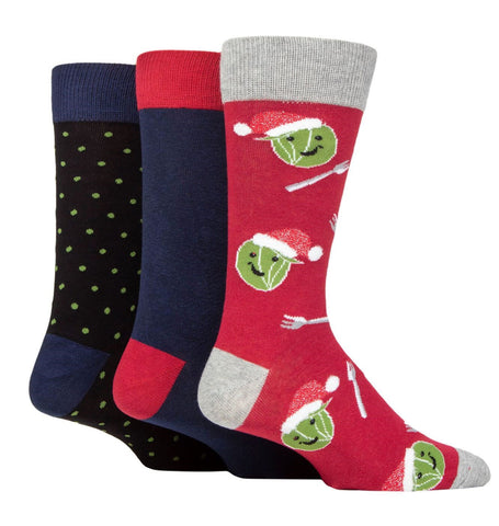 3 Pair Wild Feet Mens Novelty Christmas Cotton Socks